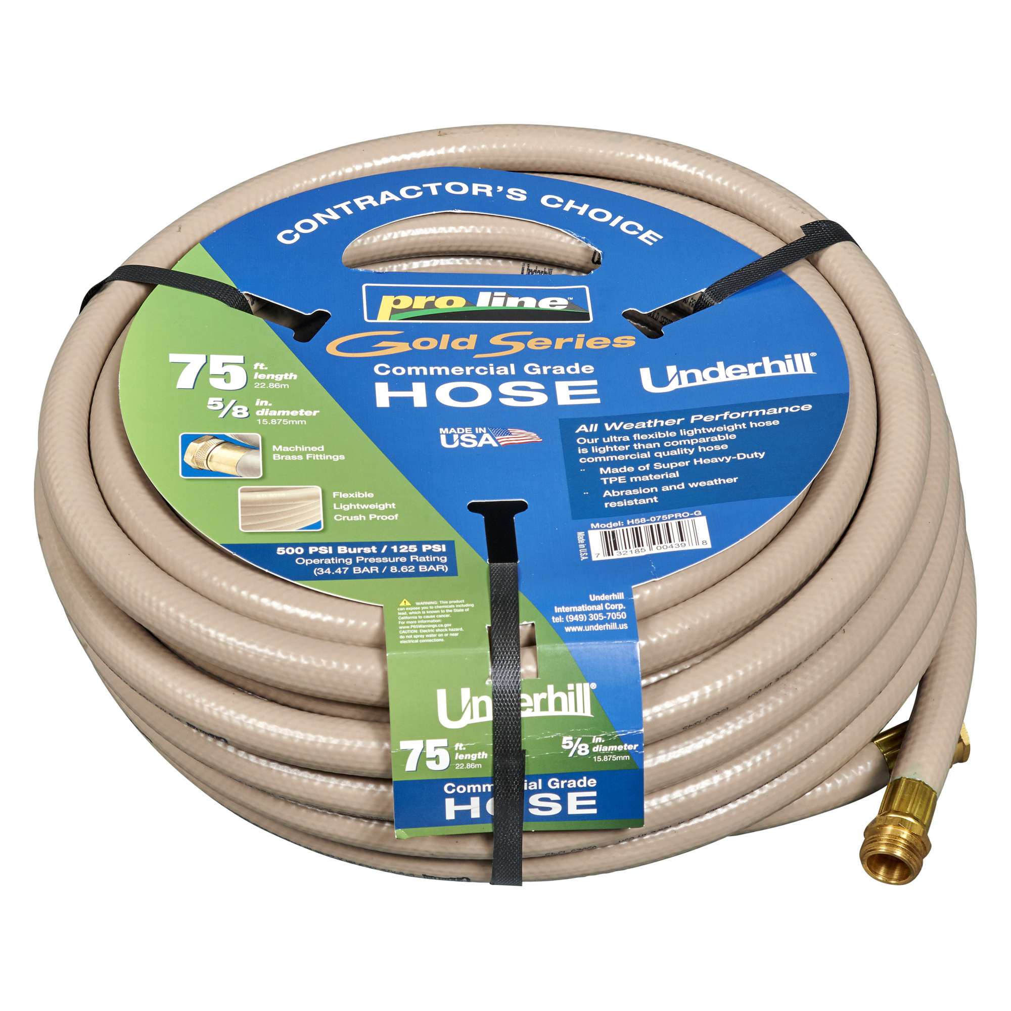 Underhill Gold Hose 5/8"x75' H58-075PRO-G